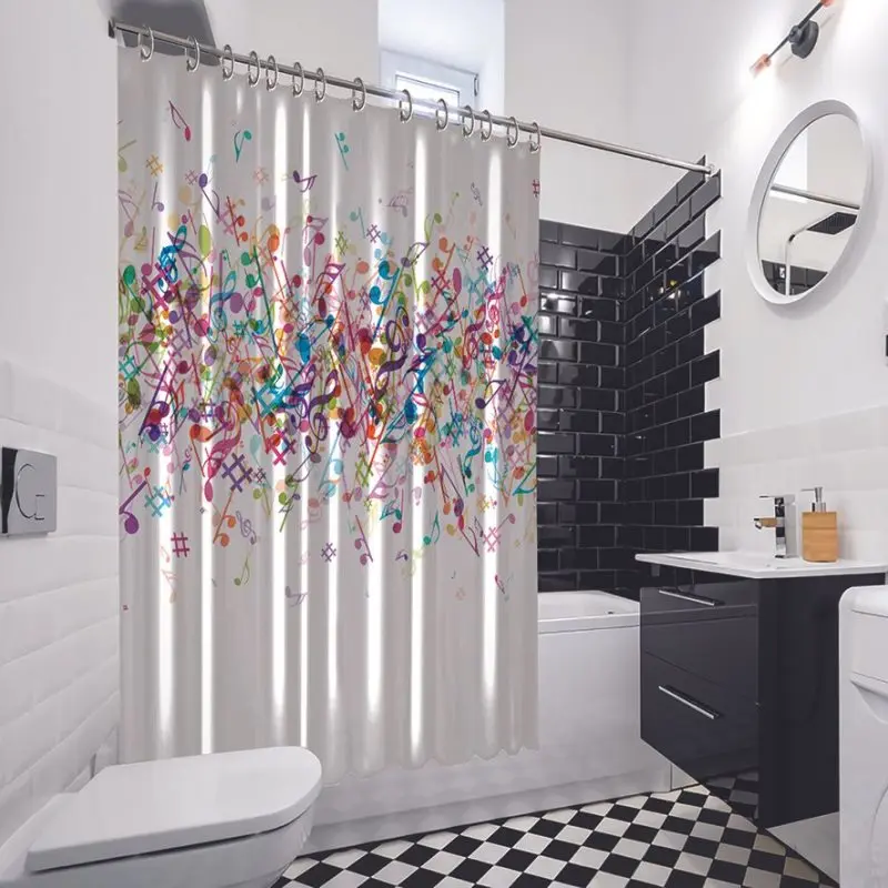 Занавеска для душа Красочные Музыкальные ноты узоры праздник Веселая