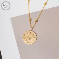 aazuo 18k pure rose gold real natrual ruby fairy classic round brand necklace gift for women wedding engagement party au750