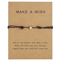 wholesale hand woven paper card bracelet five pointed star adjustable charm luck lovers bracelet for couple best friendship wish