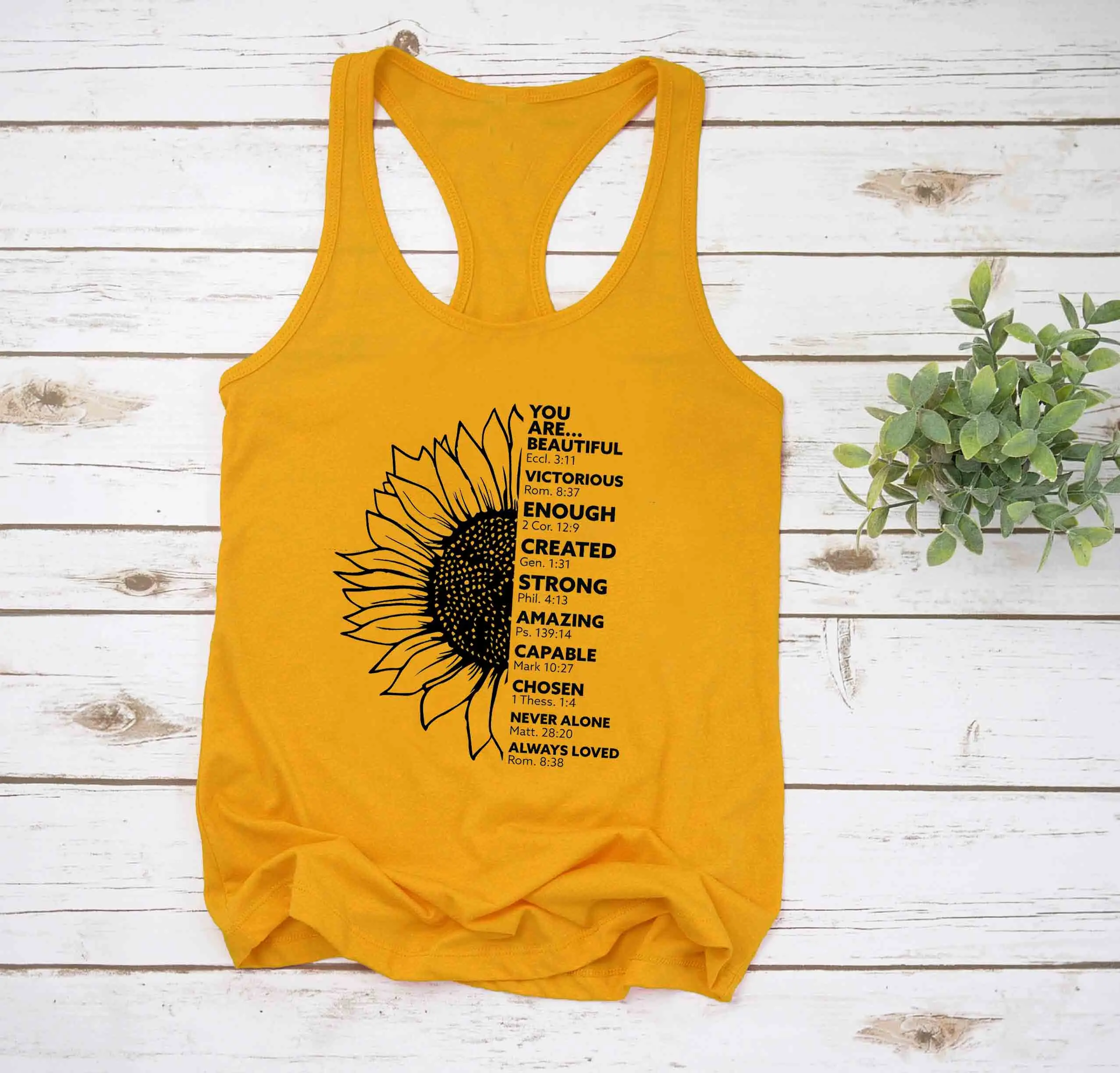 

Sunflower Inspiration Christian Bible tanks vest graphic religion graphic quote vintage young undershirt singlet sleeveless