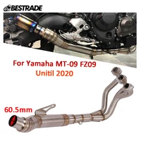 60 5mm header pipe for yamaha mt 09 fz09 until 2020 motorcycle exhaust front mid link tube slip on 60 5mm mufflers escape