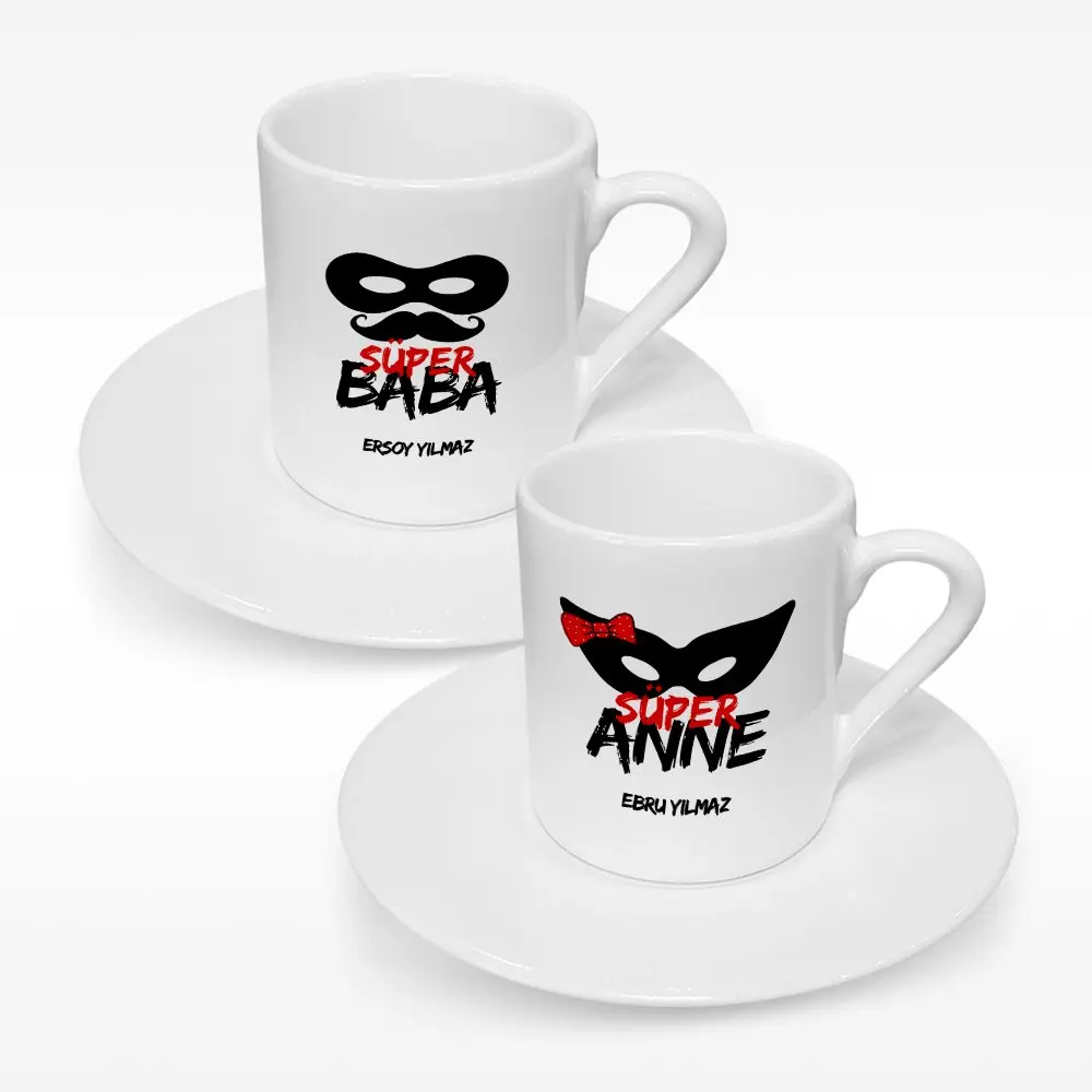 

Personalized Dual Super Mom & Dad Turkish coffee Cup Pad-1