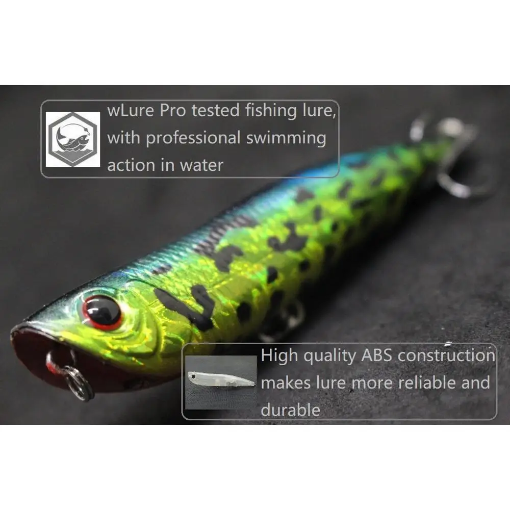 Фото WLure 10 см 17 г длинная литая приманка Topwater Popper для ходьбы 2 #4 тройные Крючки поплавок-приманка 3D жесткий приманка для рыбалки с глазками W622 №3
