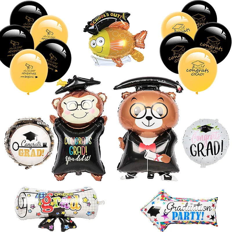 

Graduation Ceremony Party Decoration Holiday party Aluminum Film balloon Animal doctor Yellow Black 18inch Baby shower Boy Birl