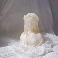 veiled lady candle silicone mold female bride antique bust statue sculpture woman body silicone mould for art decor