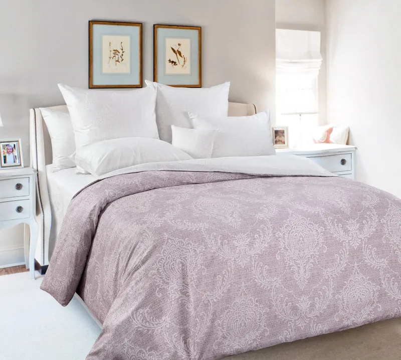 IV Постельное белье из отечественного сатина Шантильи серый розовый цвет 6