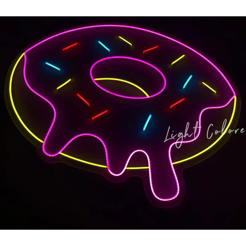 

Магазин пончиков, неоновые вывески, неоновые огни на заказ, неоновые вывески на стену, украшение для пиццы и магазина, домашнее настенное ук...