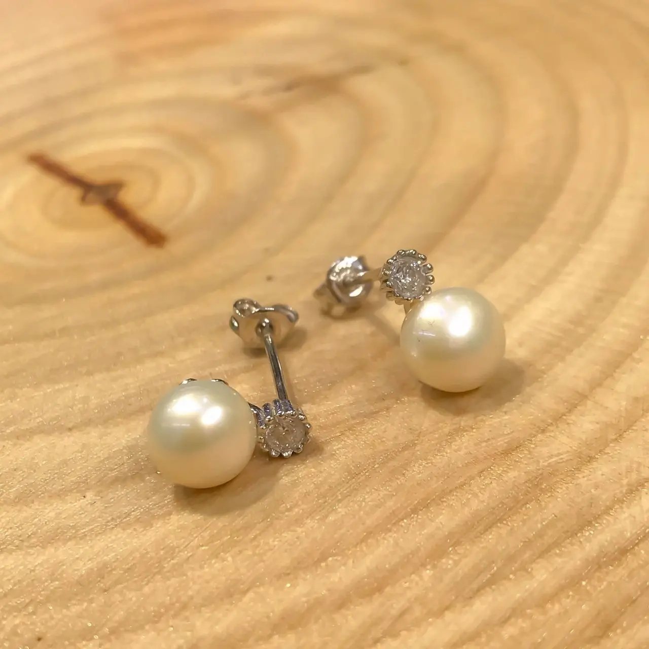 

Natural Pearl Top Studded Simple Sterling Silver Pearl Earrings