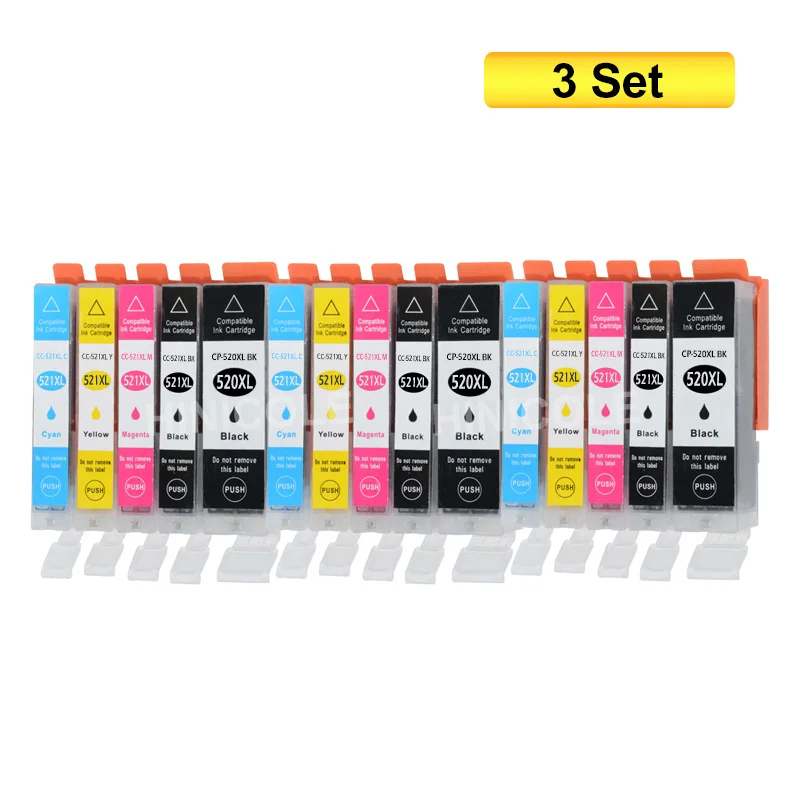 3 Sets 10 шт чернильные картриджи PGI 520 CLI 521 для Canon PIXMA iP 3600 4600 4700 MP 540 550 560 620 630 640 980 MX860 принтер с чипом - Цвет: 3 Sets