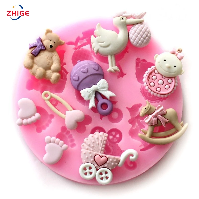 3D Baby, Car, Bear, Silicone Fondant Chocolate Cake DIY Resin Molds Tools For Baking Pastry Cup Cake Decorating Kitchen