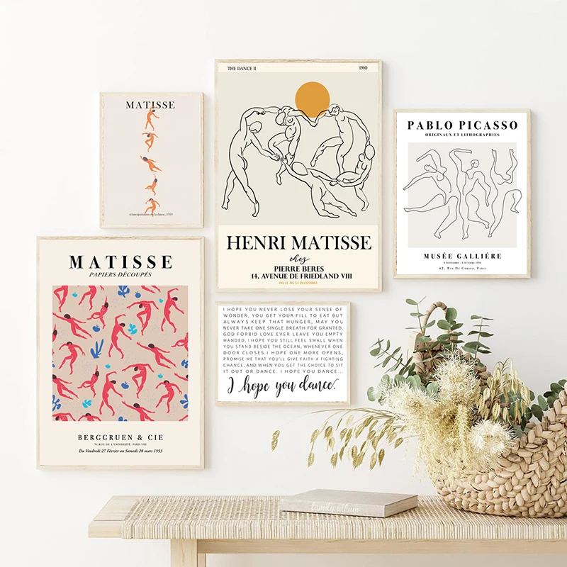 Картины на холсте с рисунком танцующих планшетов и принтов Анри Матисса Пабло