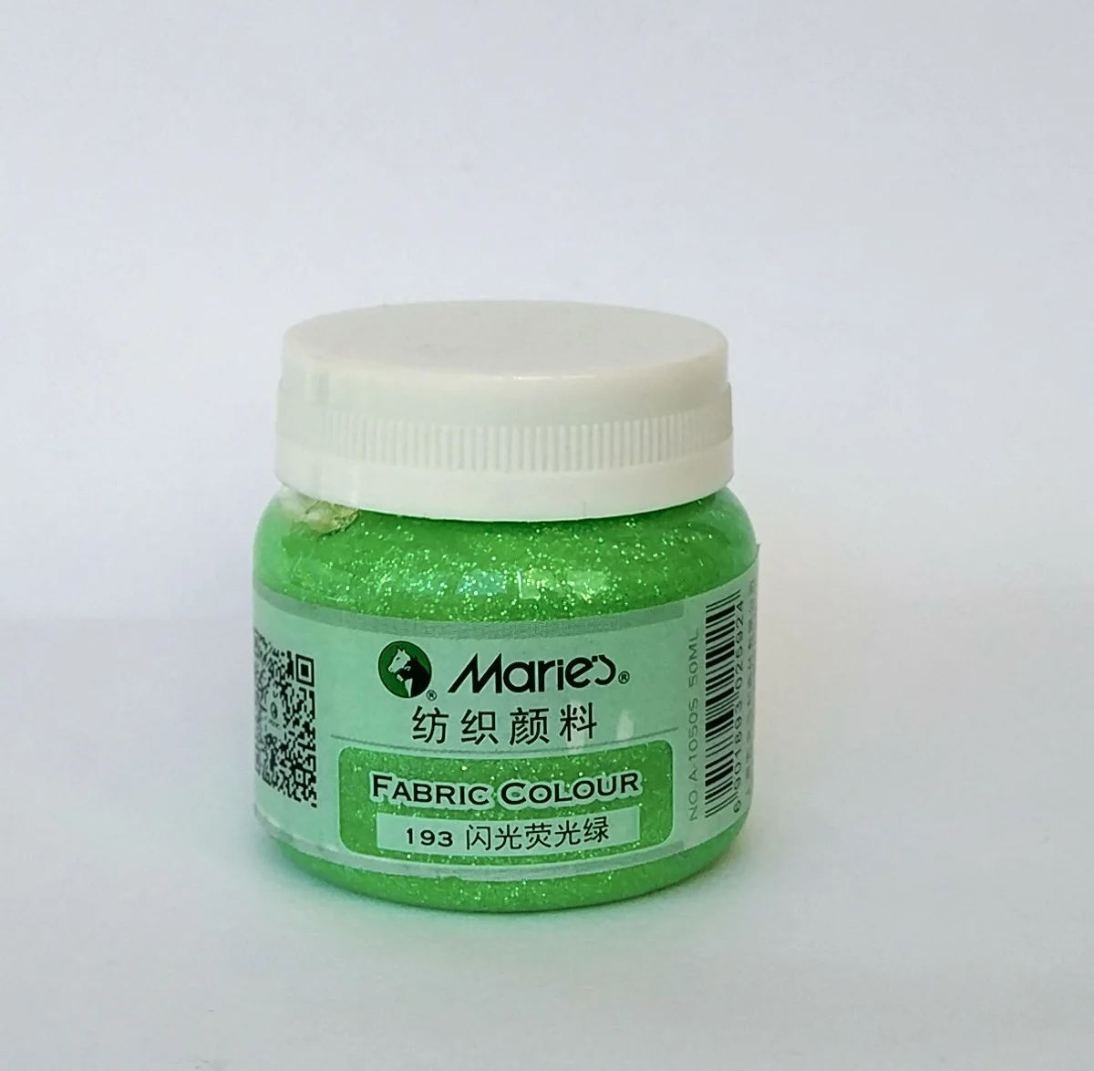 Краска по ткани 50 мл 193 Glitter Fluorescence Green Maries A1050S | Канцтовары для офиса и дома