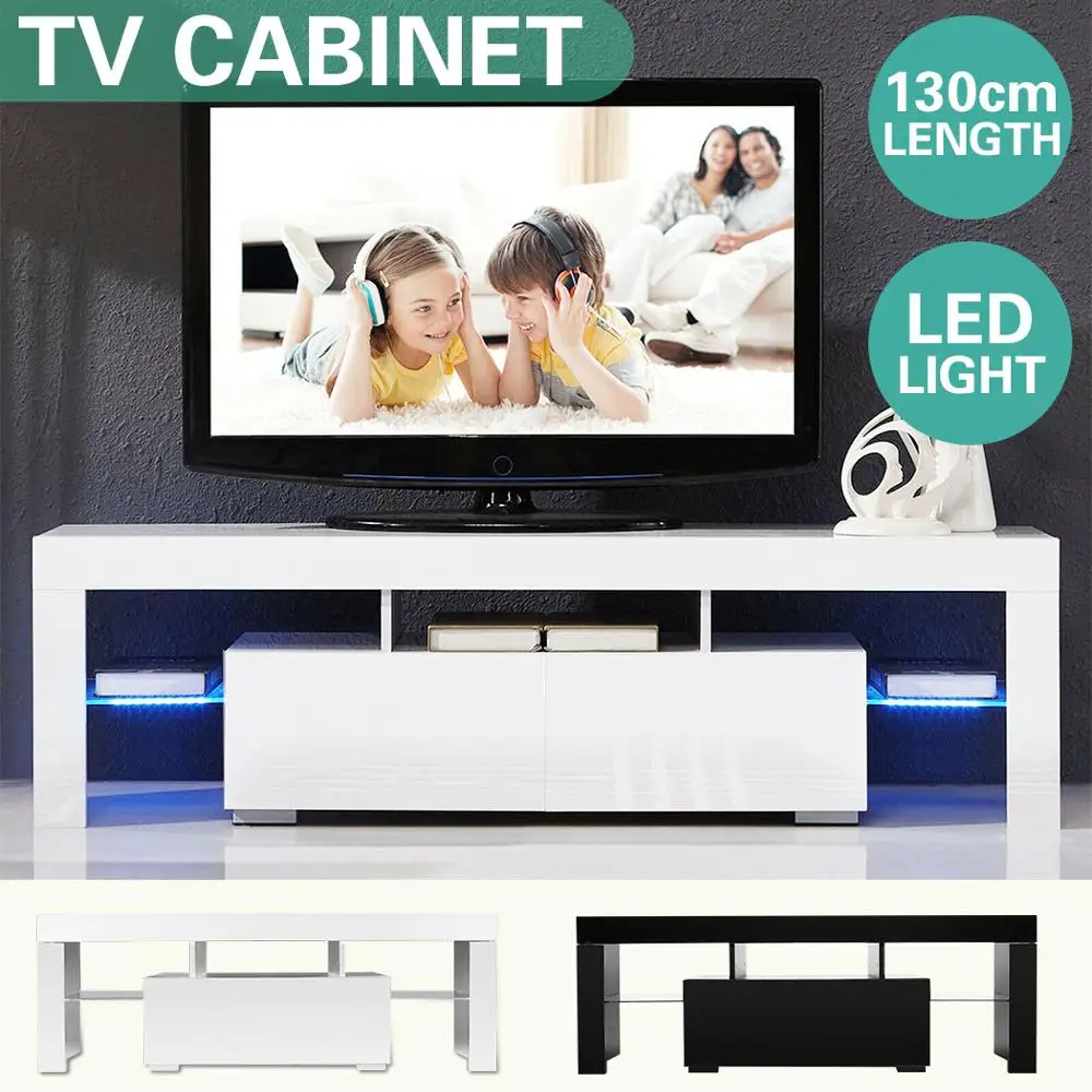 130 см Длина деревянная панель ТВ шкаф ящик для хранения светодиодный светильник