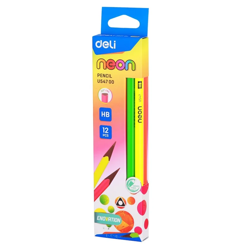 Карандаши чернографитные HB Deli Neon пластиковые (60 штук) арт. 56580 | Канцтовары для