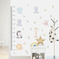 cartoon height measurement lion elephant animal nursery wall sticker nursery vinyl wall decals kids room interior home decor