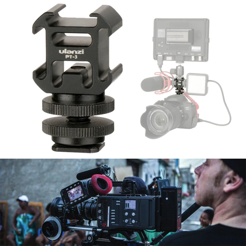 Три головки адаптера Горячий башмак база набор микрофон использовать на камеру