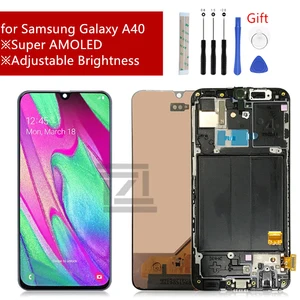 super amoled for samsung galaxy a40 lcd a405 lcd display touch screen digitizer assembly with frame a40 screen replacement parts free global shipping