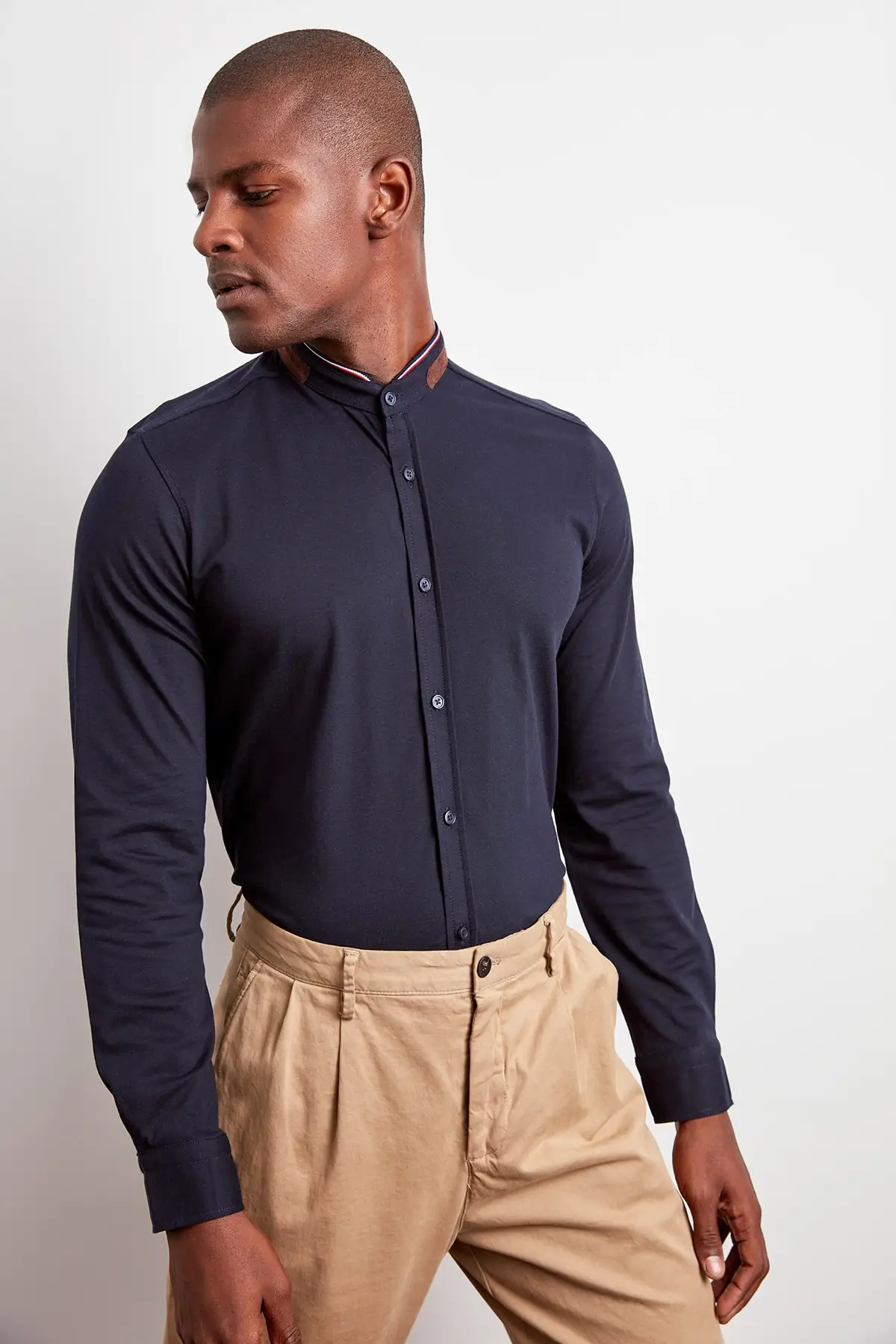 Trendyol Мужская рубашка с вырезом лодочкой и длинным рукавом Ekstraforlu Extra Slim Fit новая