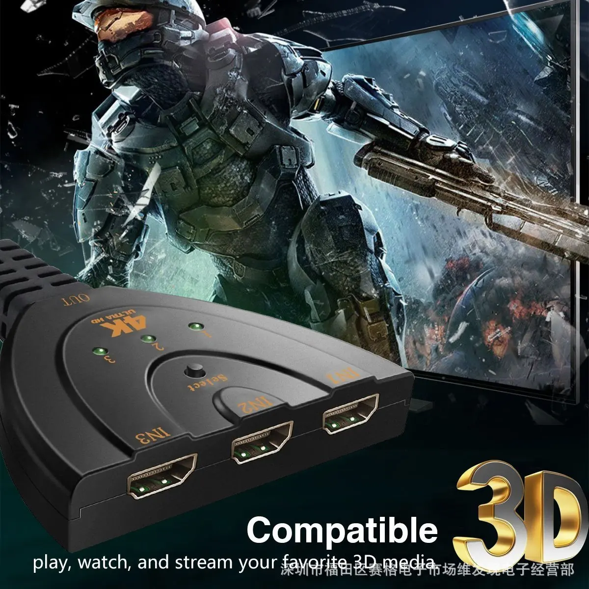 10 шт. в партии переключатель 4K 3-портовый сплиттер совместимый с HDMI портов Sup 4K/Full