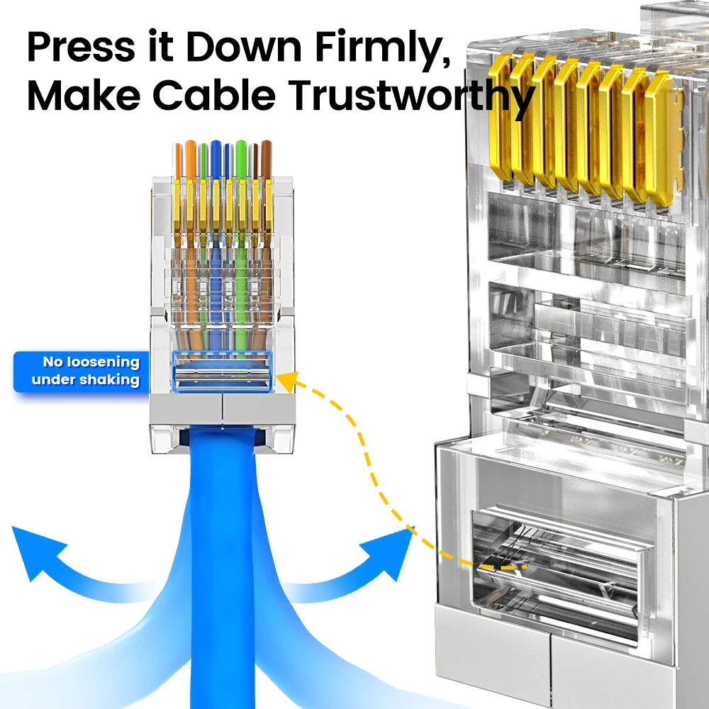 Проходят через STP RJ45 разъемы AMPCOM CAT6 CAT5E экранированный 3/50μ Позолоченные 8P8C