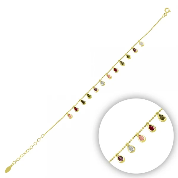 

Silver 925 Sterling Dangle Drop Zircon Stone Bracelet