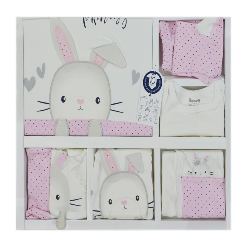 

Pink Newborn Baby Girl Set Princess Baby Rabbit Design 10 pcs Clothes Set Daily Special Occasion Wear Clothes Toddler Girl Baby
