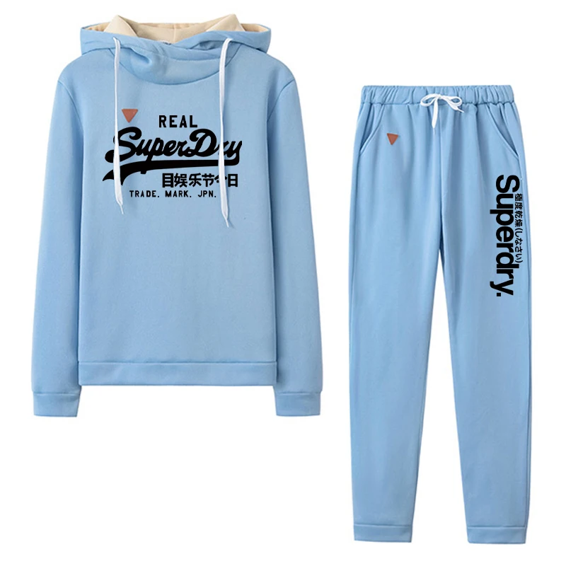 

Autumn Winter Women's Fashion Jogging Suit New Brand Printed Sweatshirts Casual Hooded Hoodies and Sweatpants 2 Pieces Set