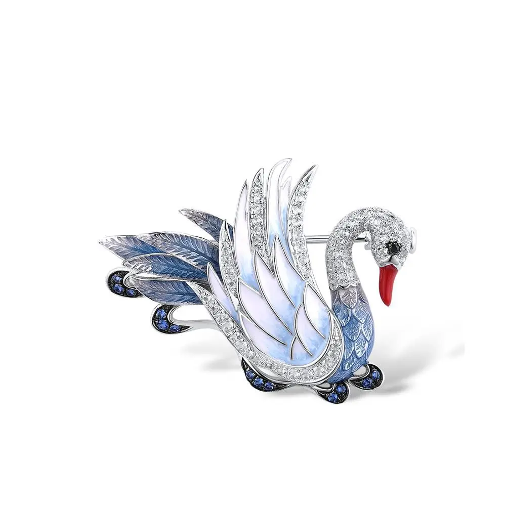 

Sparkling Blue Swan Brooch