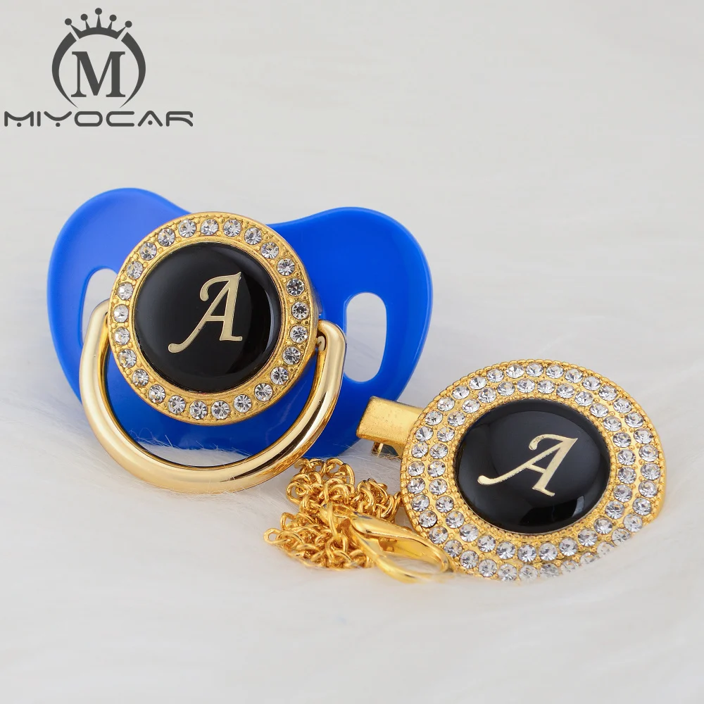MIYOCAR золото серебро имя инициалы письмо красивый bling соска и соска клип BPA бесплатно пустышка bling уникальный дизайн LA