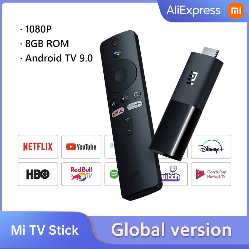 Global Version Xiaomi Mi TV Stick Android TV 9.0 Quad-core 1080P Dolby DTS HD Decoding 1GB RAM 8GB ROM Google Assistant Netflix