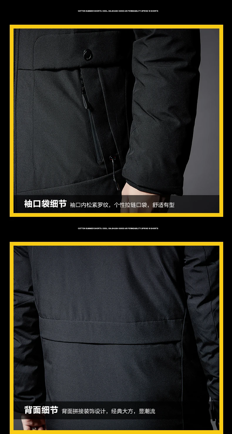 Winter Men Thick Hooded Coat High Quality Fashion Men's Coats With Pockets Black Color J9523-85665-G
