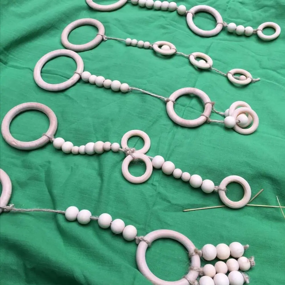 

Wooden baby playground, Montessori Wooden toy, Wooden Rings, Play Rug, Wooden Triangle Playground