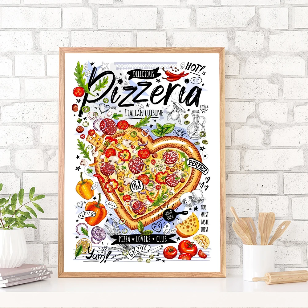 

Food Posters Fries Burger Pizza Sandwich Canvas Painting Quality Print Home Restaurant Kitchen Modern Nordic Wall Decor Pictures