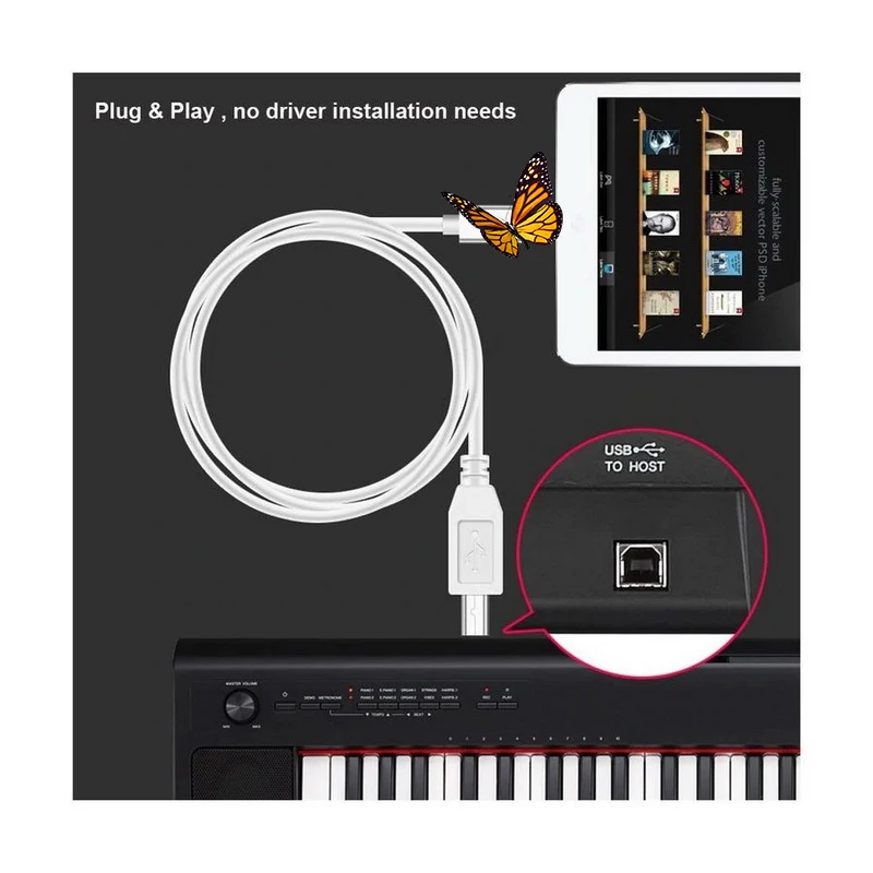 

Кабель-Переходник USB 2,0 для iOS/Type-B MIDI, 1 шт., для iPhone, iPad, X, iPad