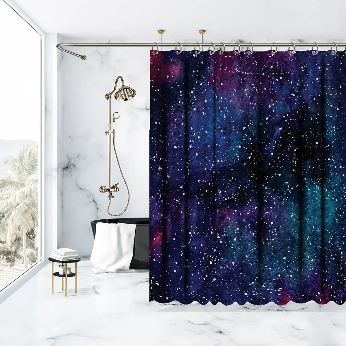 Занавеска для душа космическая галактика Туманность со Звездной пылью и
