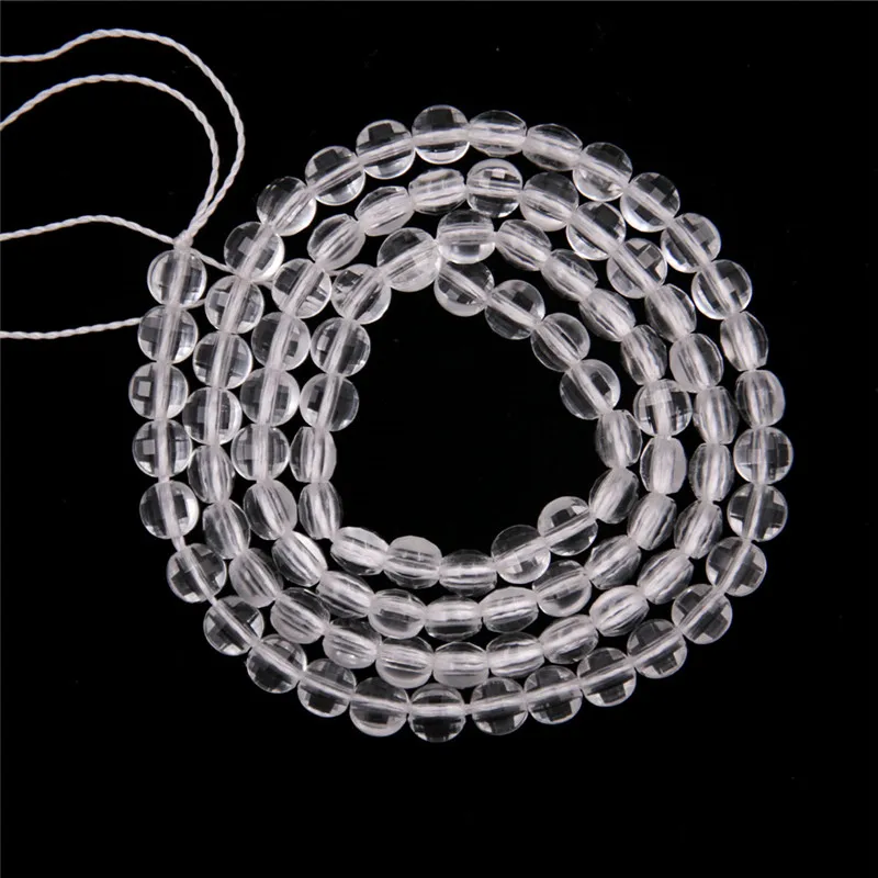 

Natural Gemstone Rock Crystal Clear Quartz Beads Strand 4mm Faceted Flat Round Rondelle Jewelry Craft Making Bracelet Necklace