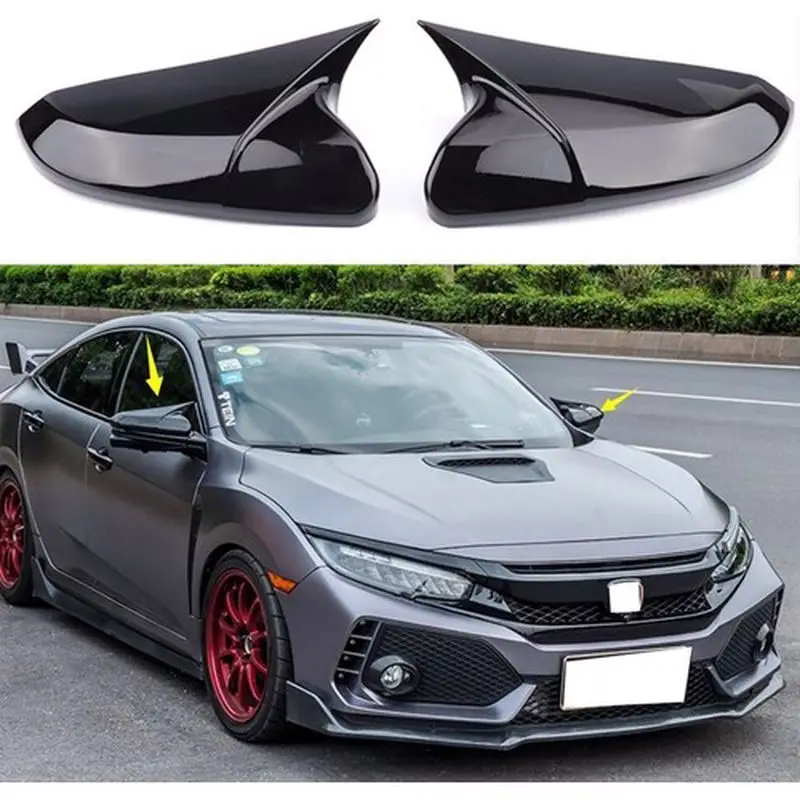 

Bat Mirror Cover FOR Honda Civic FC5 2016 and after CAR Shield Piano Black Auto styling car accessories
