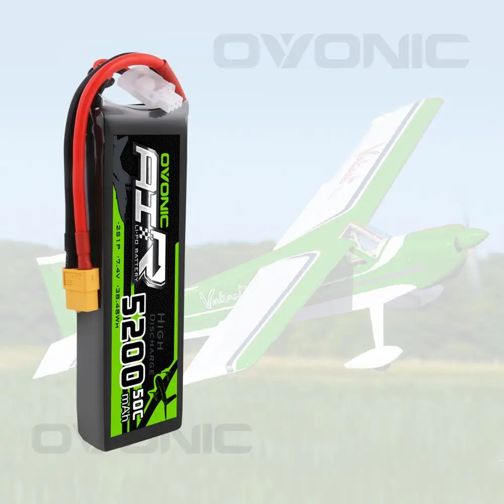 Литий-полимерный аккумулятор OVONIC 7 4 В 5200 мАч 2S 50C с разъемом XT60 для