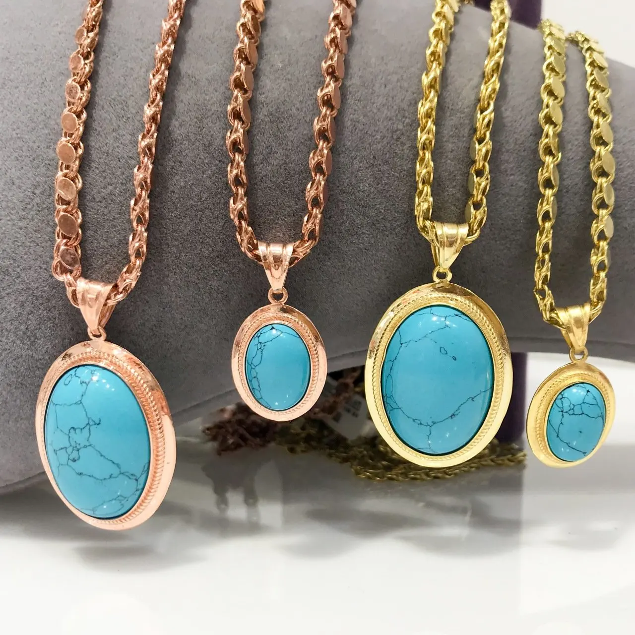 60 см цепочка ячмень большой бирюзовый камень Зеленый миндаль шекели серебряное