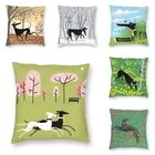Декоративные наволочки Sihthound в скандинавском стиле, украшение для дома, диванная подушка для прыжков с изображением животных, собачьих деревьев, парка