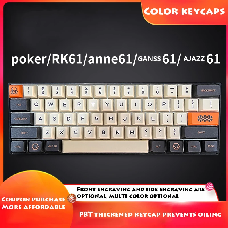 

Original ANNE PRO2 61Keys Gaming Mechanical Keyboard Beige Color Dark Gray Enchantress Backlit Keycaps For PC Computer Gamer