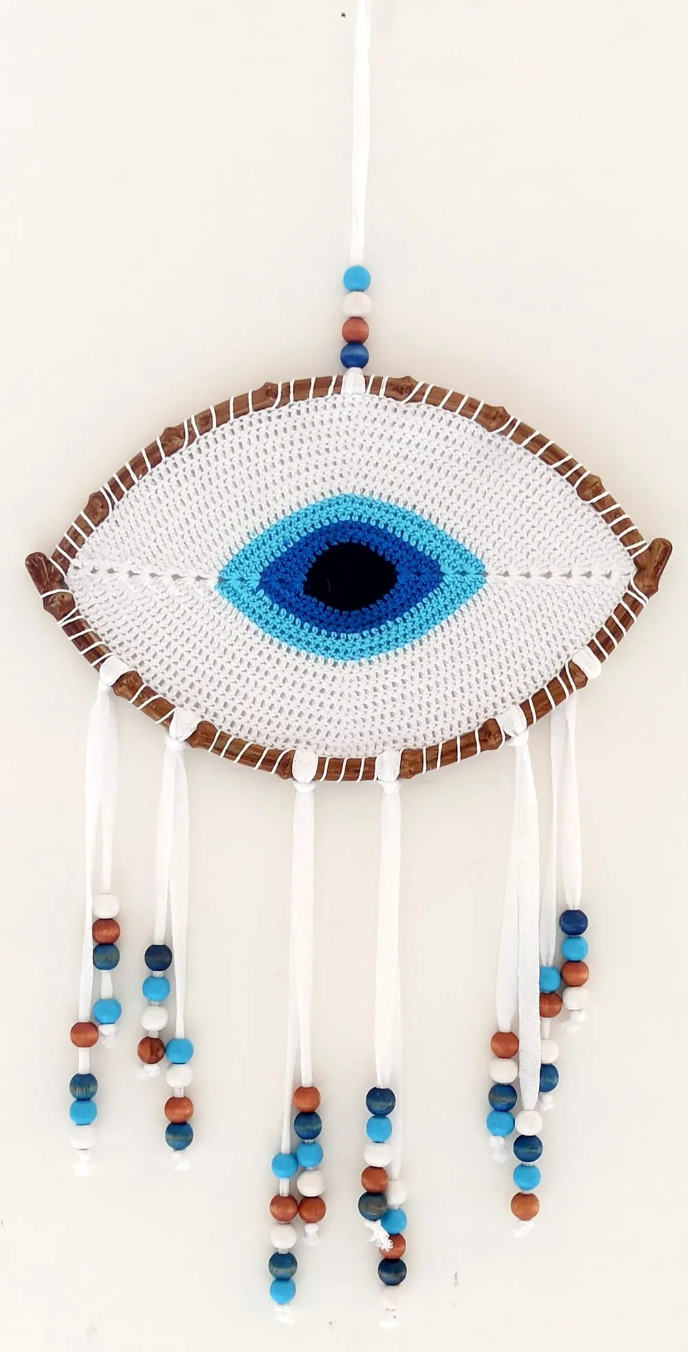 

Colorful Beaded Handmade Evil Eye Braided Wall Ornament