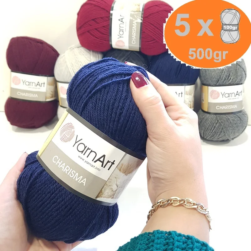 

Yarnart Charisma Yarn Hand Knitting Crochet 5x100gr-200mt %80 Wool Thread Beanie Sweater Kids Adults Knitwears Autumn Winter