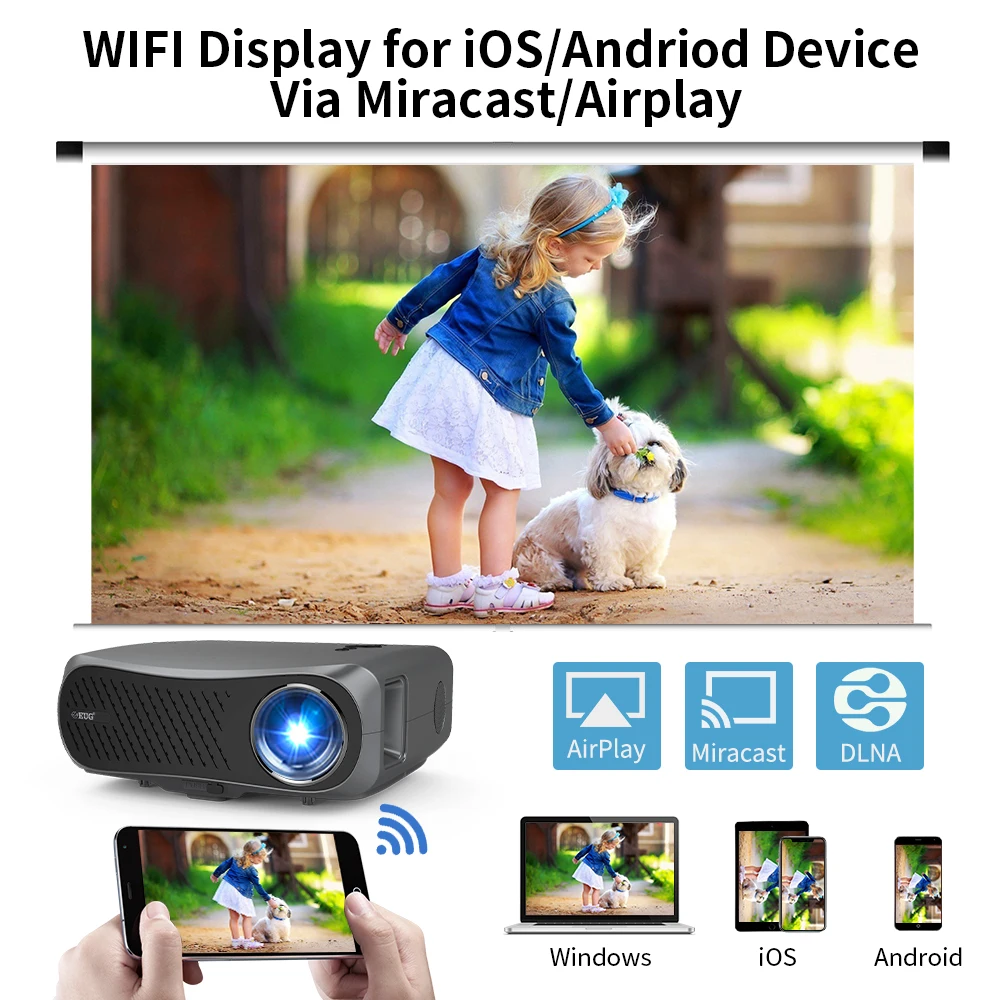 2021 900DAB проектор Поддержка 4K 1080P Разрешение Android 6 0 черный цвет WIFI Blueteeth для
