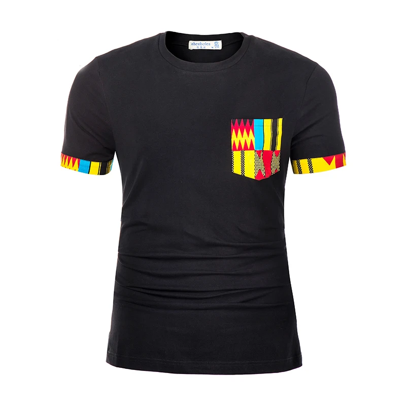 

Fashion Shirt 2021 New Kente print clothes Fashion Summer shirt for Men Casual Clothes Plus Size Black shirt