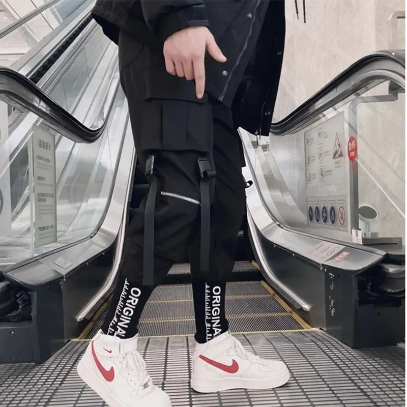 

Pants Streetwear Techwear casual Hip Hit pants mens cargo pocket pants color Joggers strips for men tracksuit men
