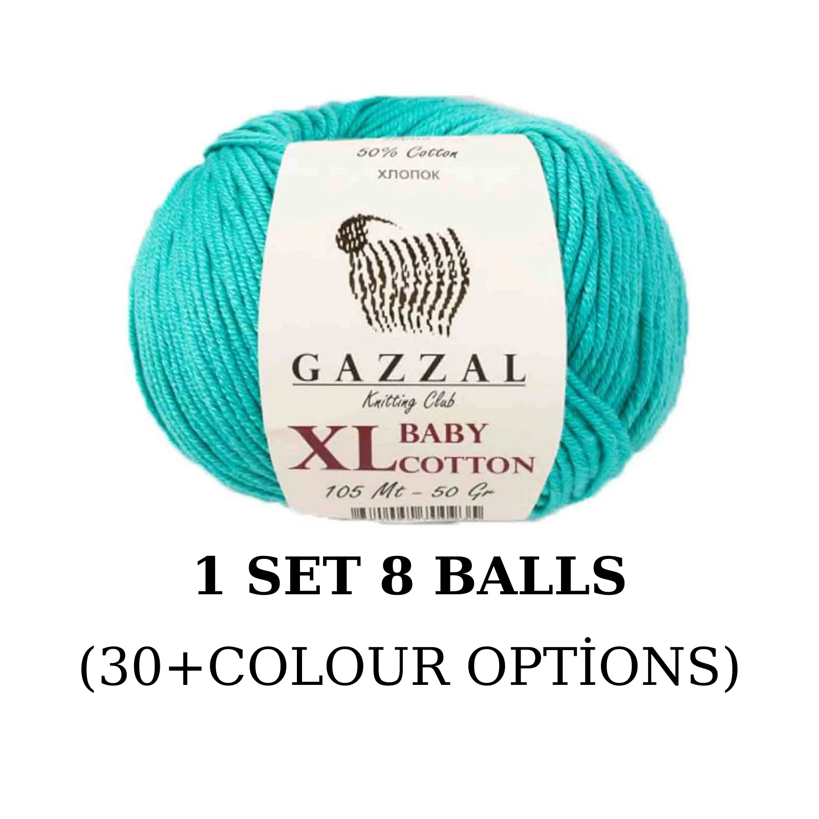 

Yarn 1 Set (8 Balls) Gazzal XL Baby Cotton Knitting Yarn (1 Ball: 50 Grams /105 Meters) Crochet Tool Kit Amigurumi Baby
