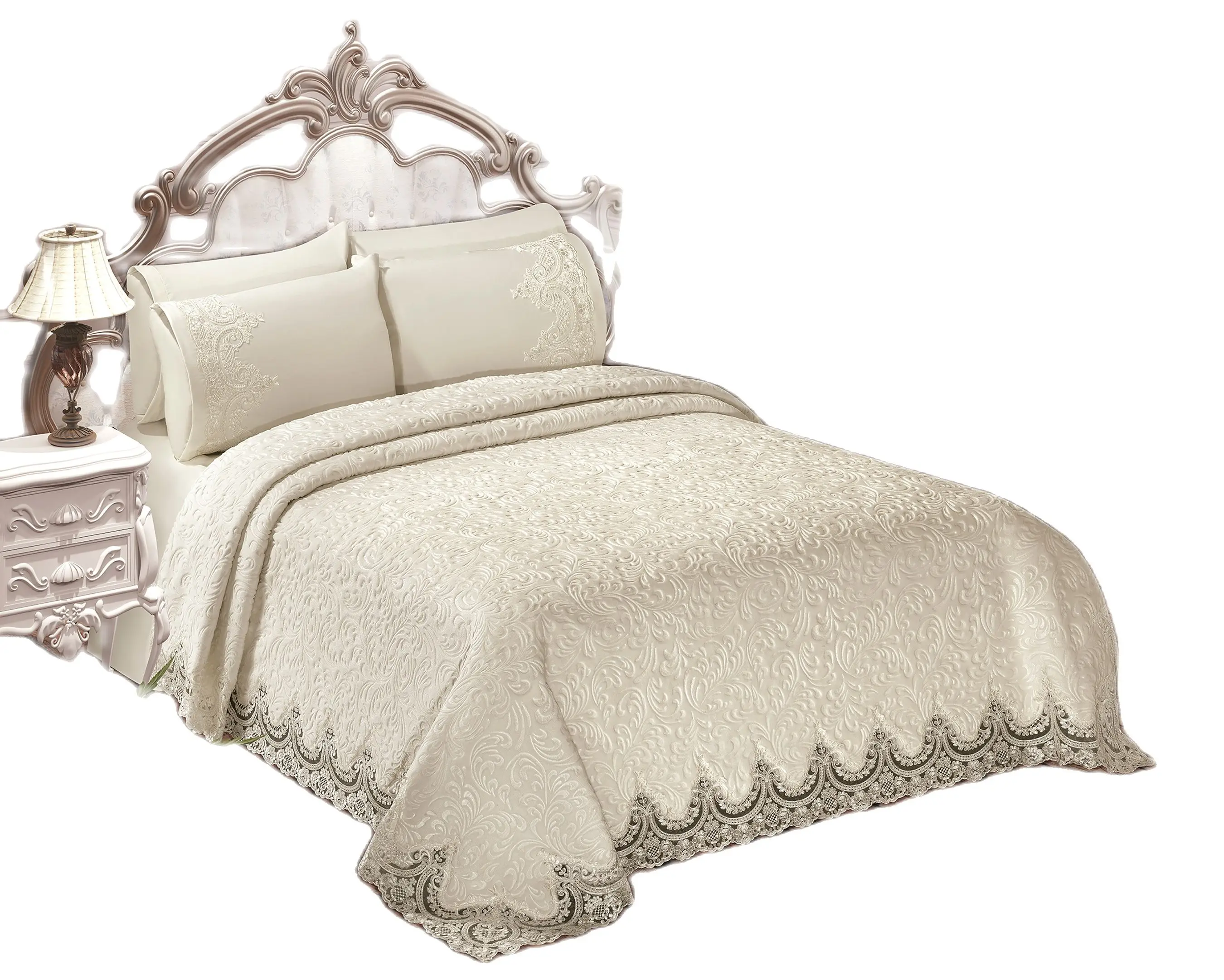 

Fransız Guipure 6 Piece Chenille Blanke Set Special Design Quality Fabric Bedspread Bedding Mattresses Wedding Honeymoon