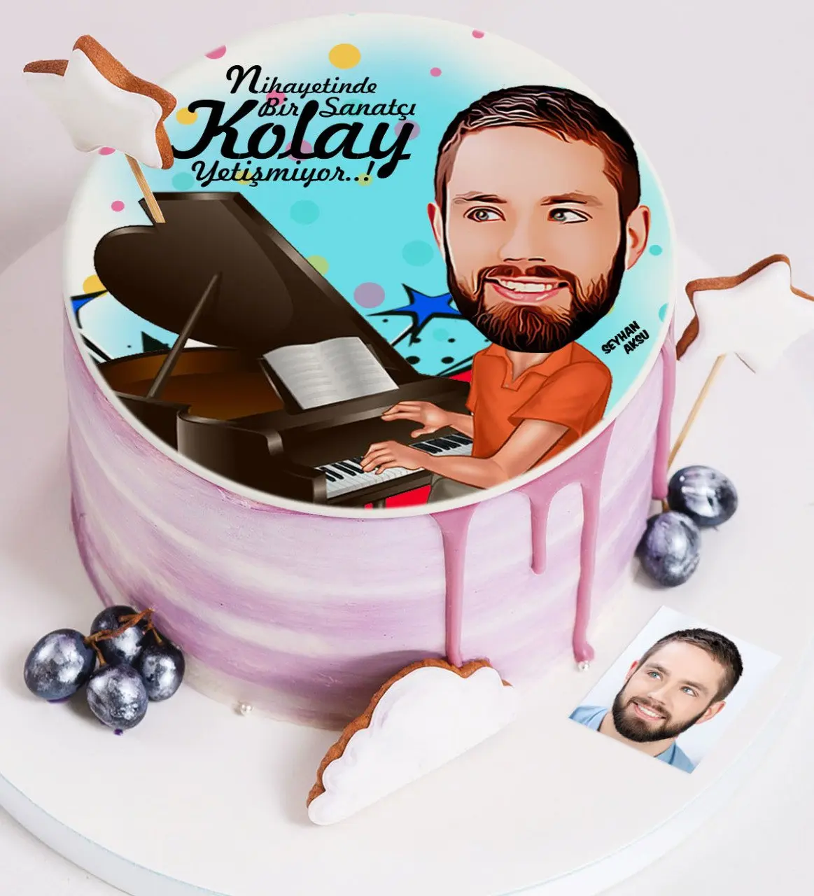 

Персонализированный г-н пиянист, мультяшный принт, эпоксидный пирог для съедобной сахарной бумаги-1