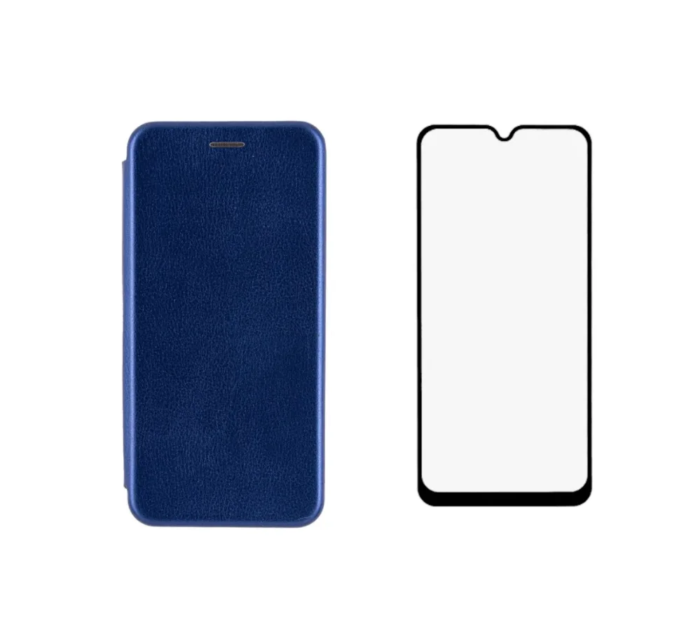 Комплект 2 в 1 для Samsung Galaxy A12 чехол книжка разных цветов с подставкой и карманом +